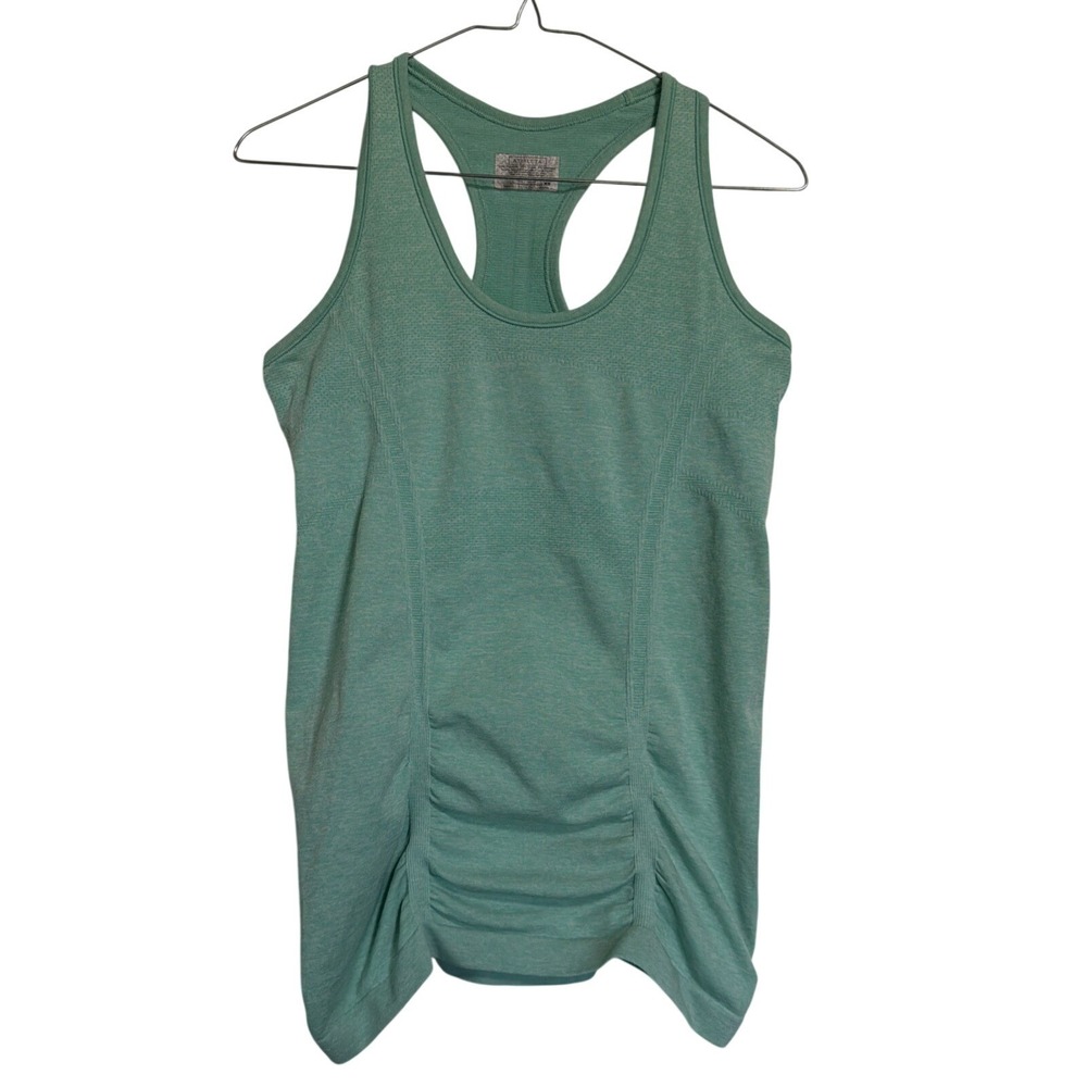 Athleta Womens XS Green‎ Heathered Ruched Seamless Racerback Tank Top 648266